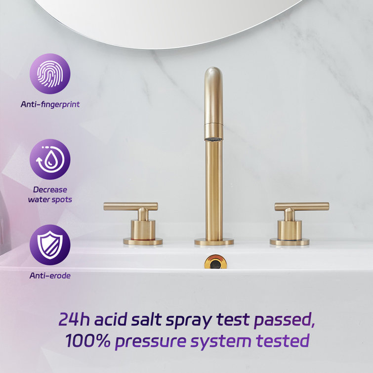 Brushed Gold 8 in. Widespread Double Handle High-Arc Bathroom Faucet