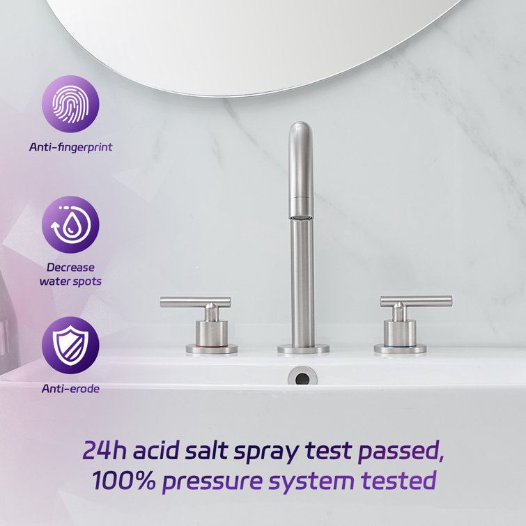 Brushed Nickel 8-Inch Widespread 2-Handle High-Arc Bathroom Faucet