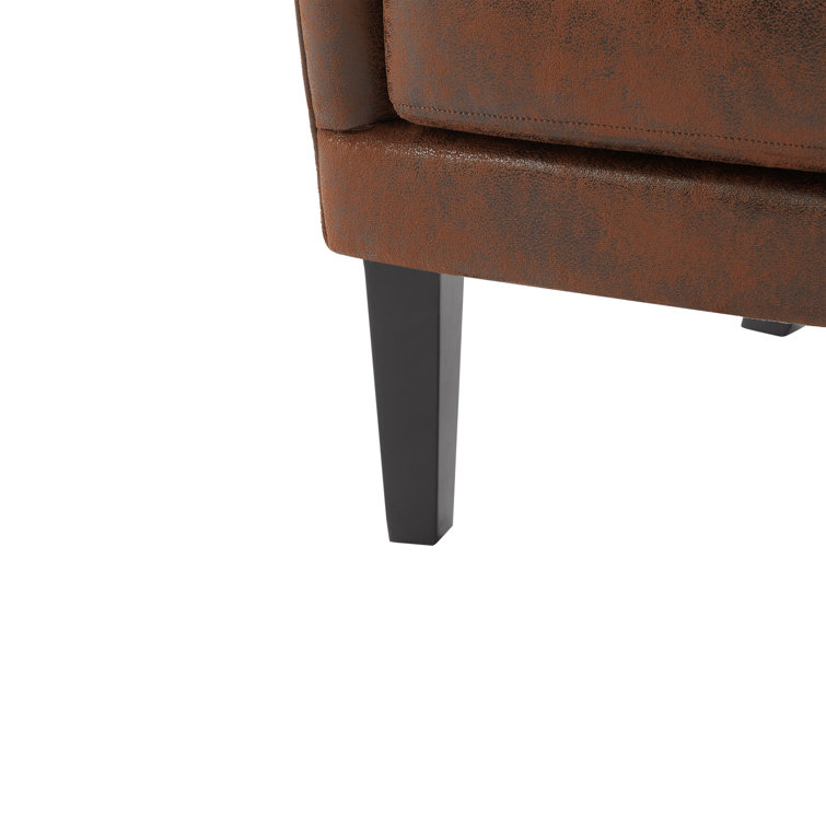 Brown and Dark Brown Wingback Chair with Nailhead Trim