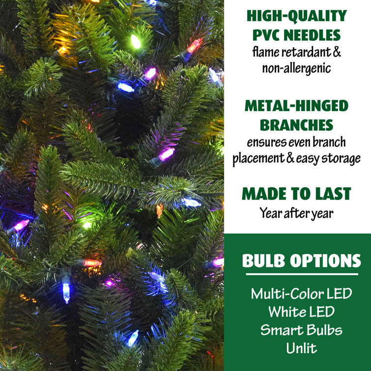 Carmel 9-Ft Slim Pine Artificial Christmas Tree with Multicolor LED Lights