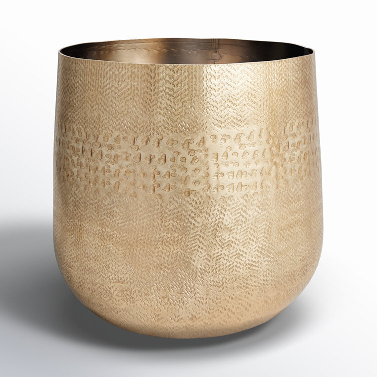 Emberlynn Large Gold Textured Aluminum Planter
