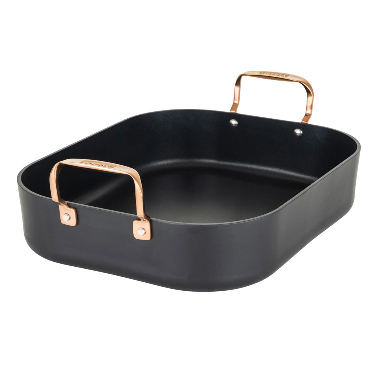 Viking Hard Anodized Roaster with Copper Handles, Rack and 2pc Carving Set