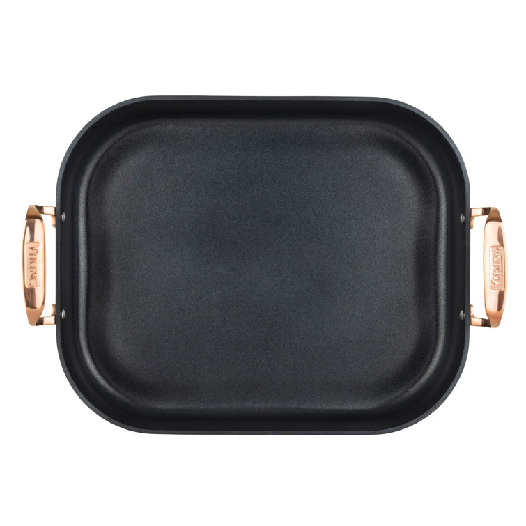 Viking Hard Anodized Roaster with Copper Handles, Rack and 2pc Carving Set
