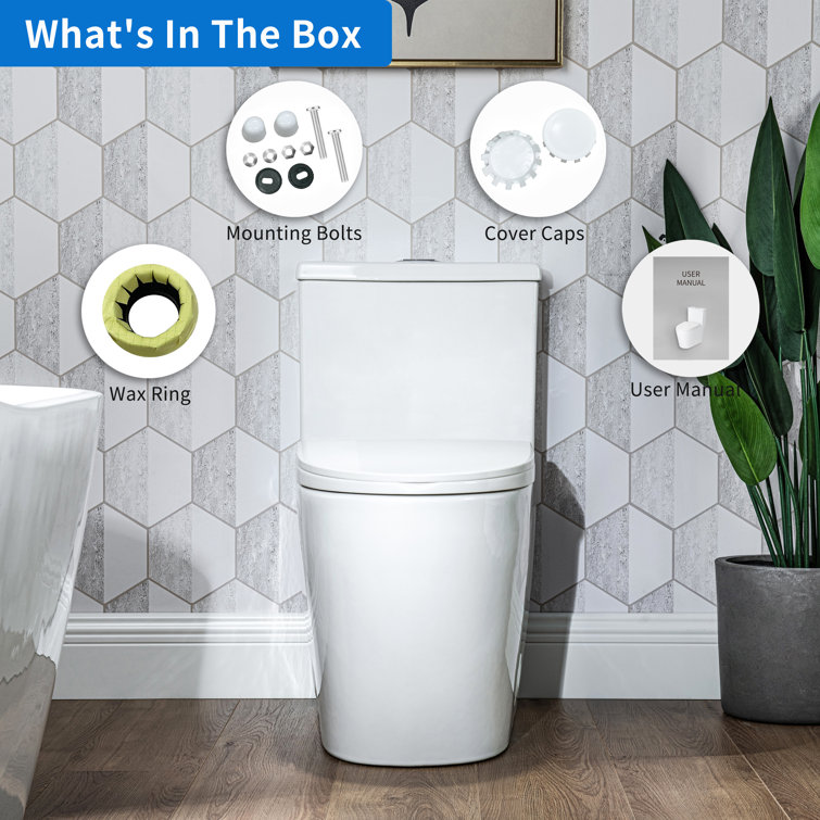 White Ceramic Dual-Flush Elongated One-Piece Toilet with Comfort Seat