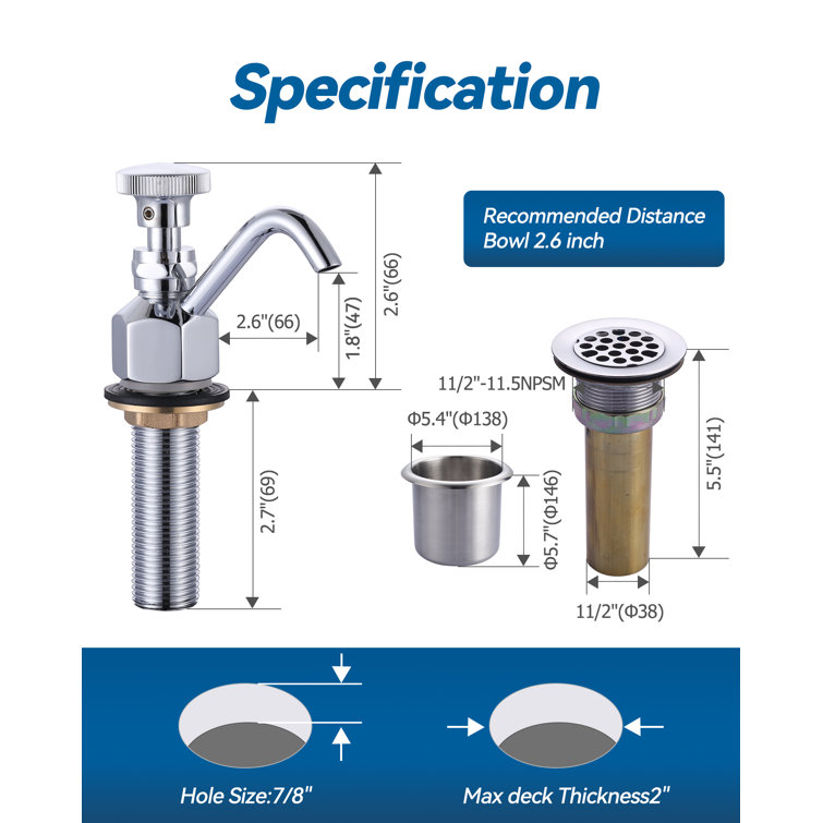 ARCORA AR71064A1C Single Handle Deck Mount Brass Kitchen Faucet 0.4 GPM Dipper Well Faucet And Bowl Set