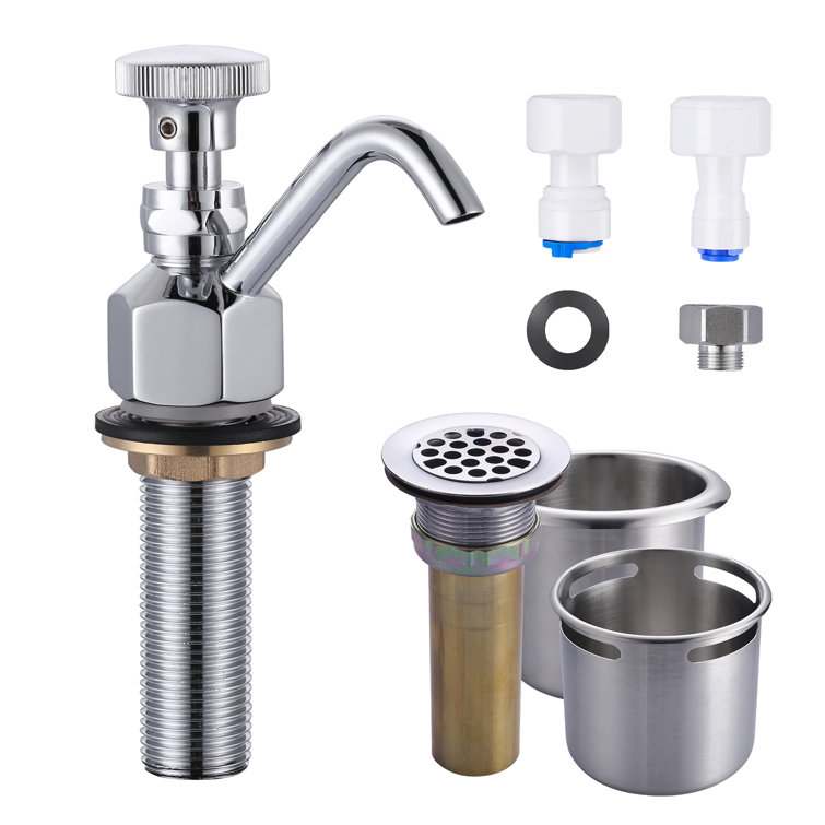 ARCORA AR71064A1C Single Handle Deck Mount Brass Kitchen Faucet 0.4 GPM Dipper Well Faucet And Bowl Set