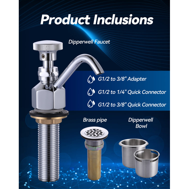 ARCORA AR71064A1C Single Handle Deck Mount Brass Kitchen Faucet 0.4 GPM Dipper Well Faucet And Bowl Set
