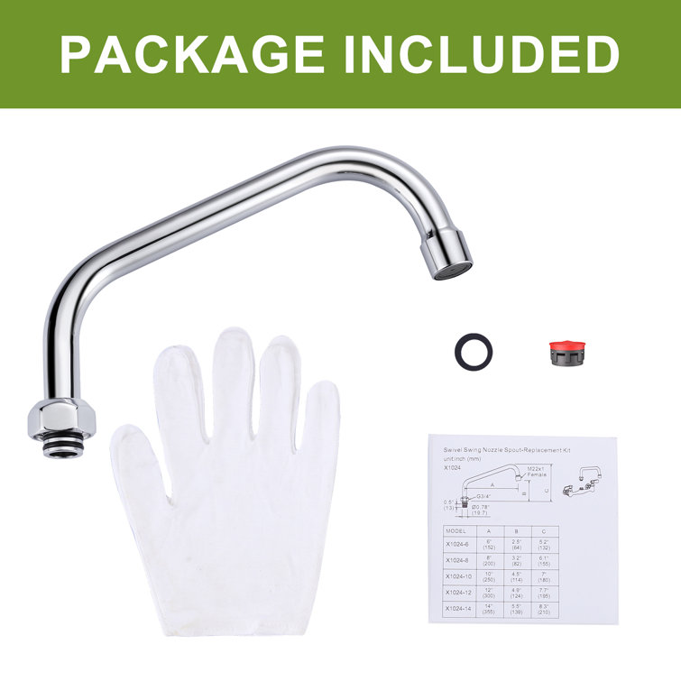8" Polished Chrome Swivel Spout Replacement for Kitchen Sink