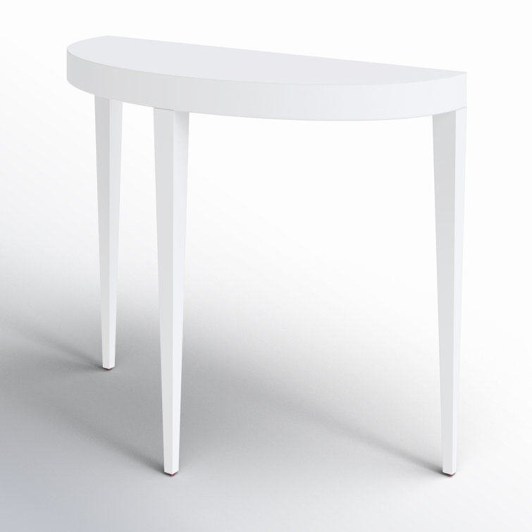 Ingrid White Wood Demilune Console Table