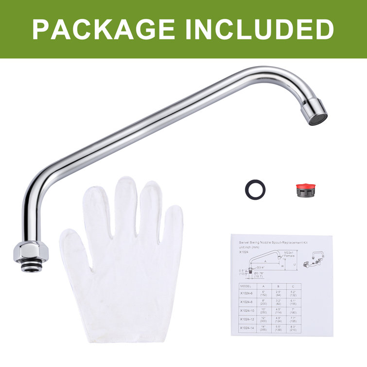 12" Polished Chrome Swivel Kitchen Faucet Spout Replacement