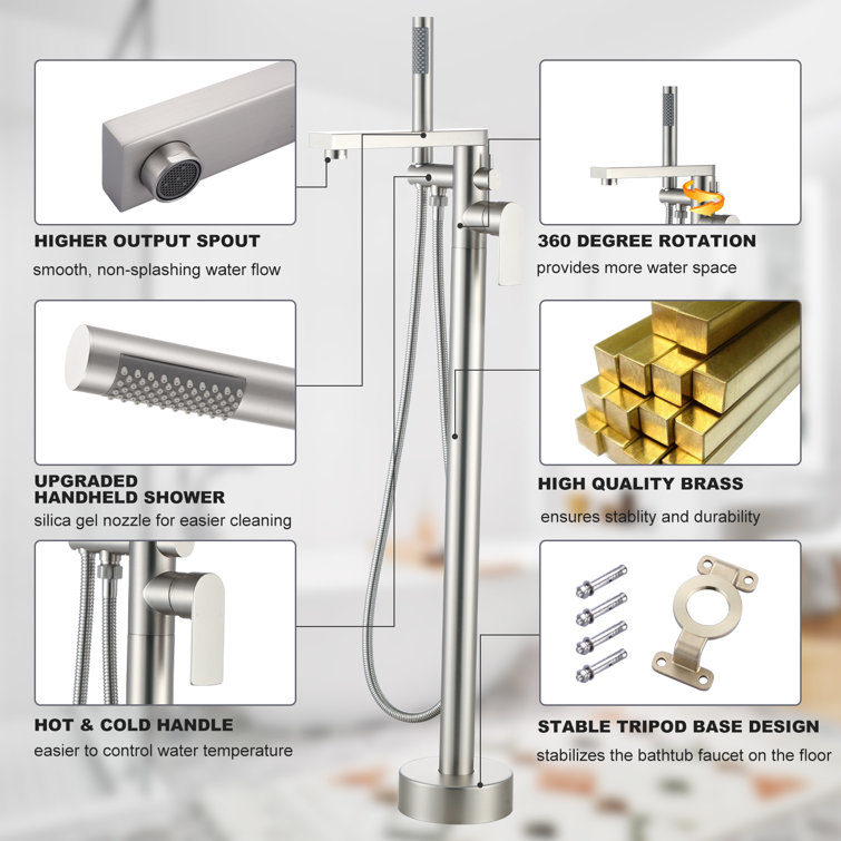Brushed Nickel Single-Handle Floor Mount Tub Faucet