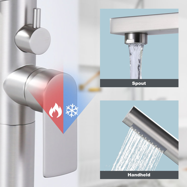 Brushed Nickel Single-Handle Floor Mount Tub Faucet