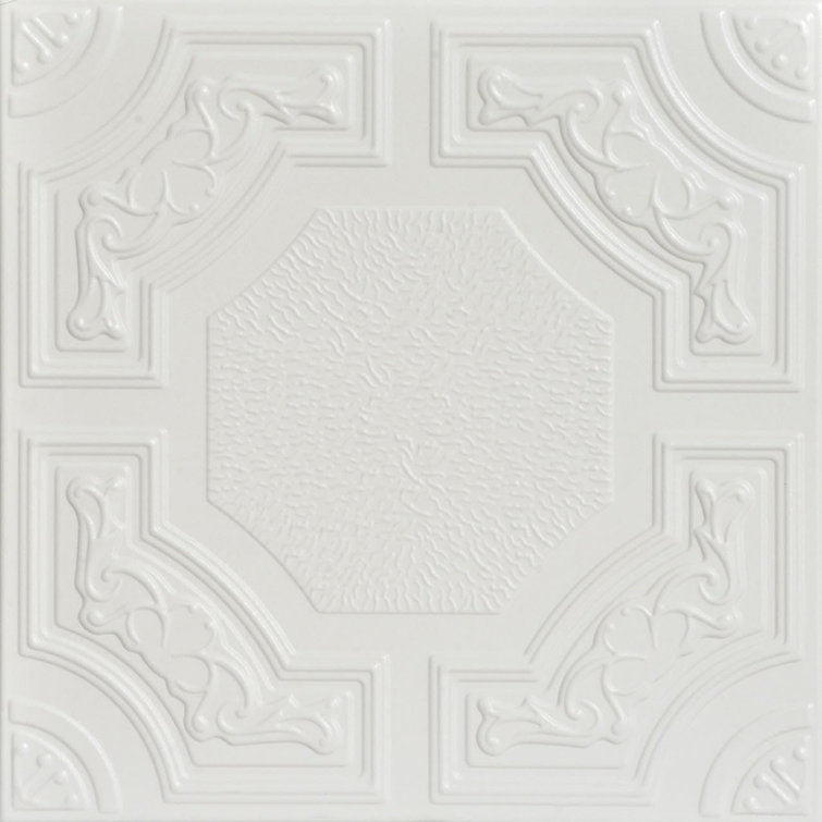 Ultra Pure White Faux Tin Glue-Up Ceiling Tile