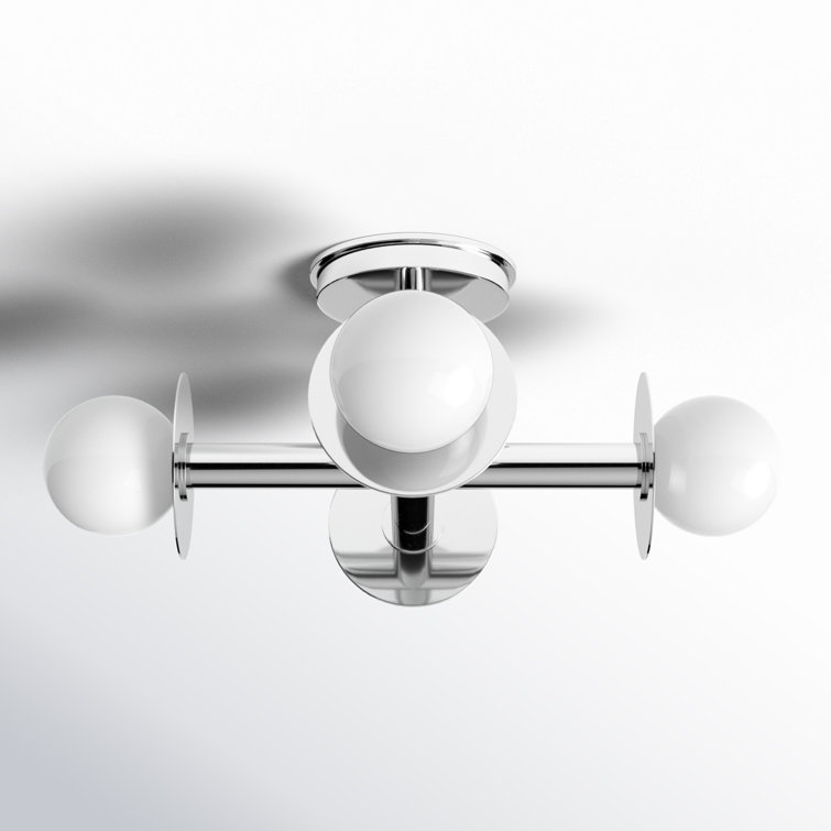 Polished Nickel Glass Globe Sputnik Semi Flush Mount