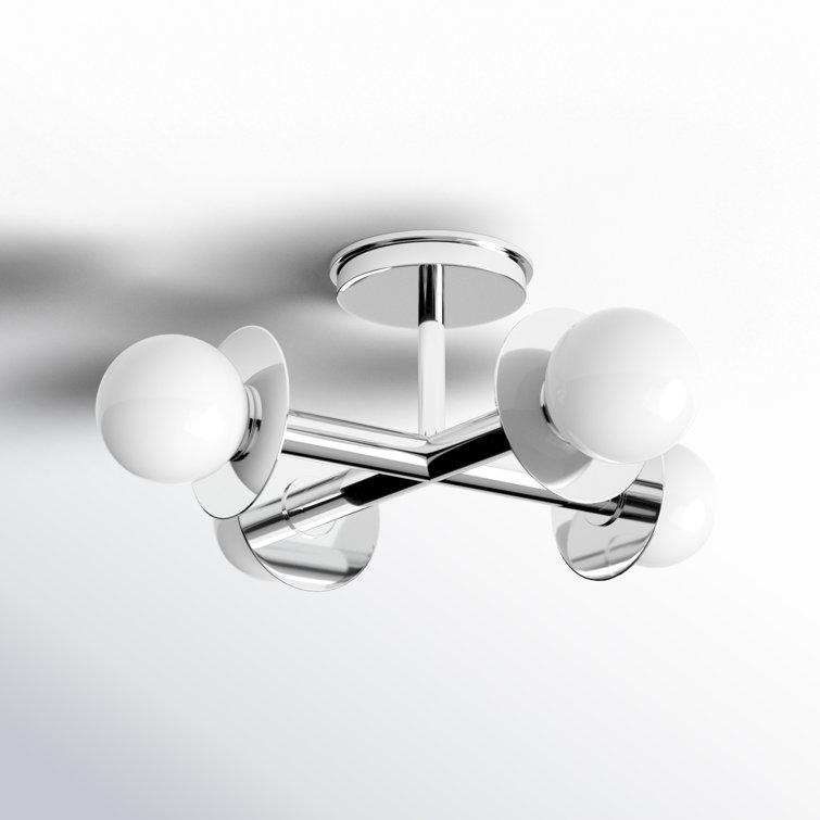 Polished Nickel Glass Globe Sputnik Semi Flush Mount