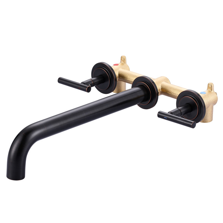 Oil Rubbed Bronze Wall Mounted Double Handle Tub Faucet