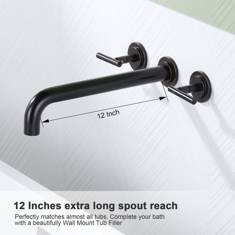 Oil Rubbed Bronze Wall Mounted Double Handle Tub Faucet