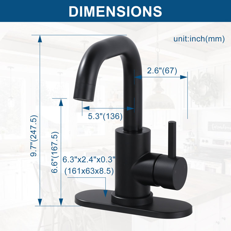 Matte Black Stainless Steel Single Handle Bar Faucet