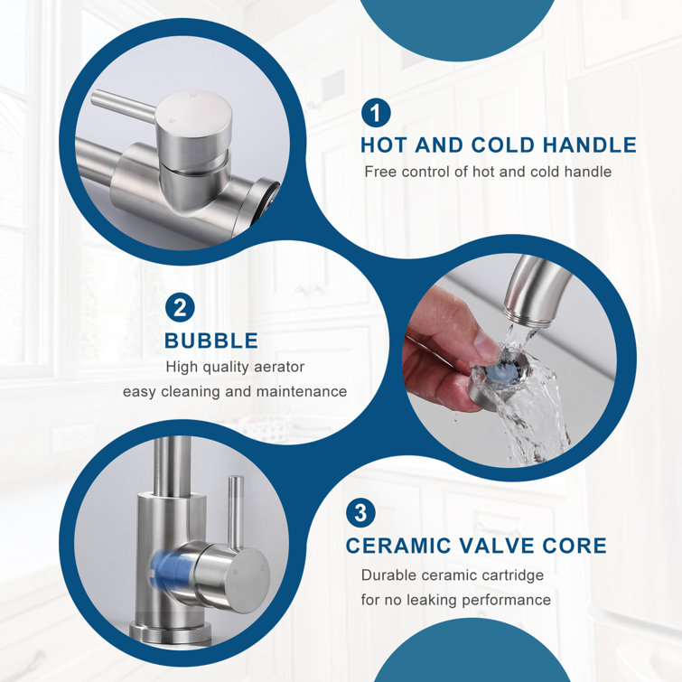 Brushed Nickel Single Handle Stainless Steel Bar Faucet