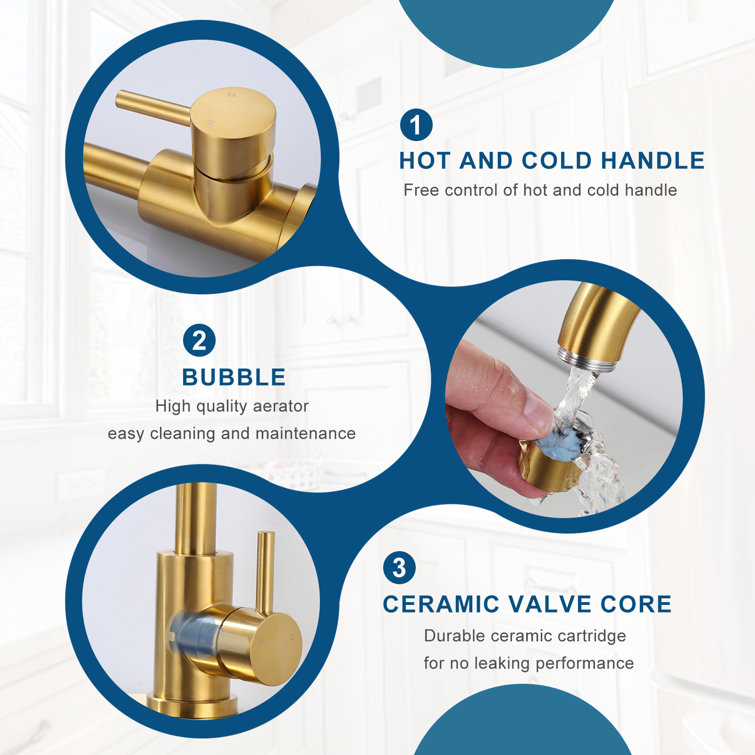 Brushed Gold Stainless Steel Single Handle Bar Faucet