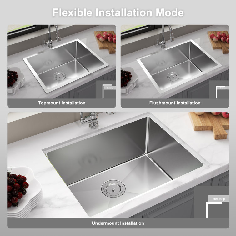 30" Brushed Stainless Steel Drop-In Single Bowl Kitchen Sink