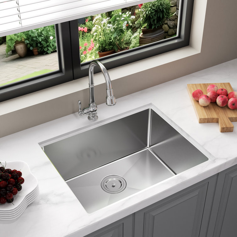 23" Brushed Stainless Steel Single Bowl Drop-In Kitchen Sink
