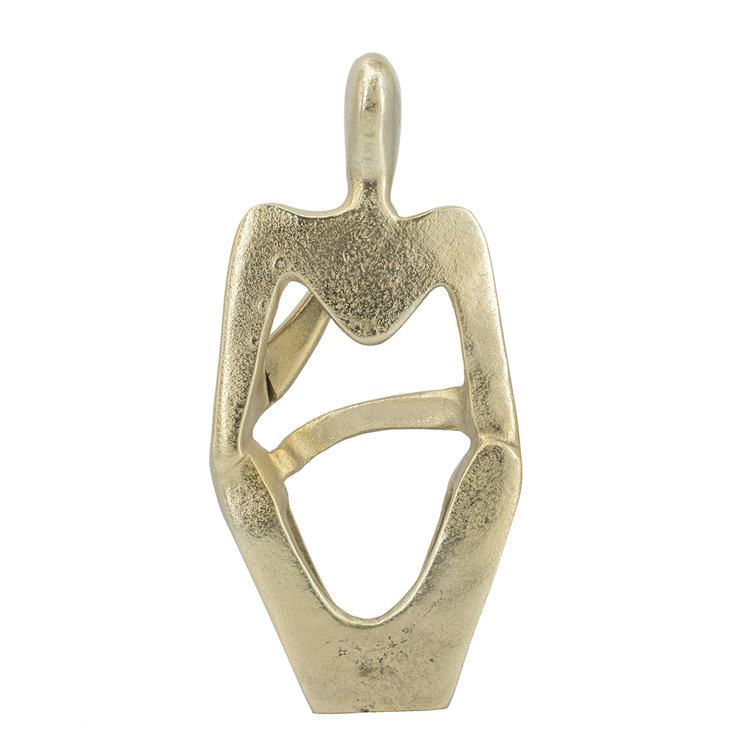 Gold Abstract Aluminum Human Figurine 12.2"