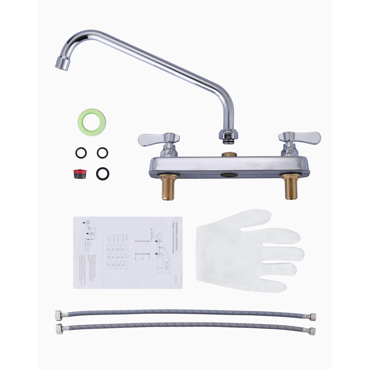Polished Chrome Double Handle Deck Mount Kitchen Faucet