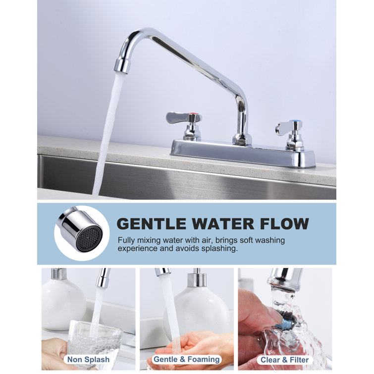 Polished Chrome Double Handle Deck Mount Kitchen Faucet