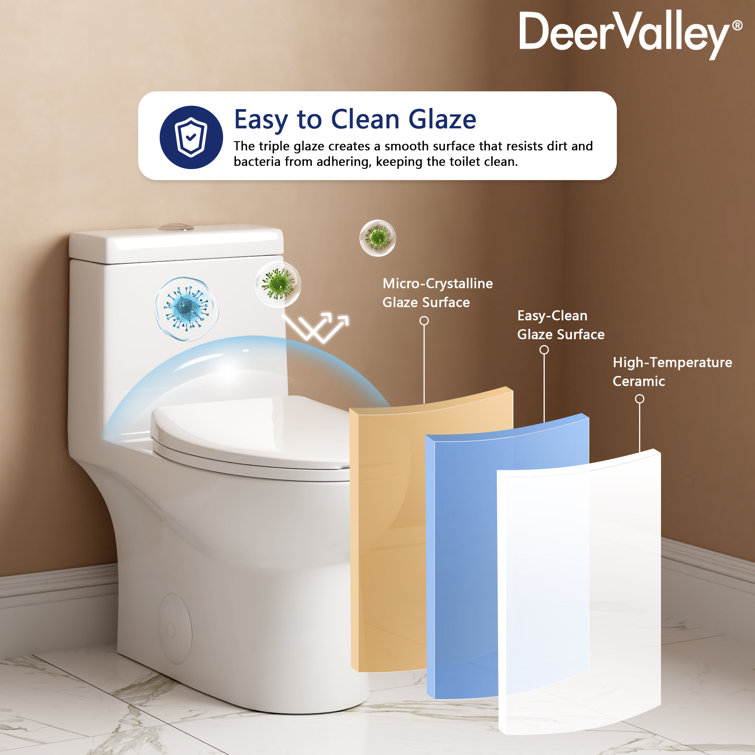 White Ceramic Dual-Flush Elongated One-Piece Toilet with Soft-Close Seat