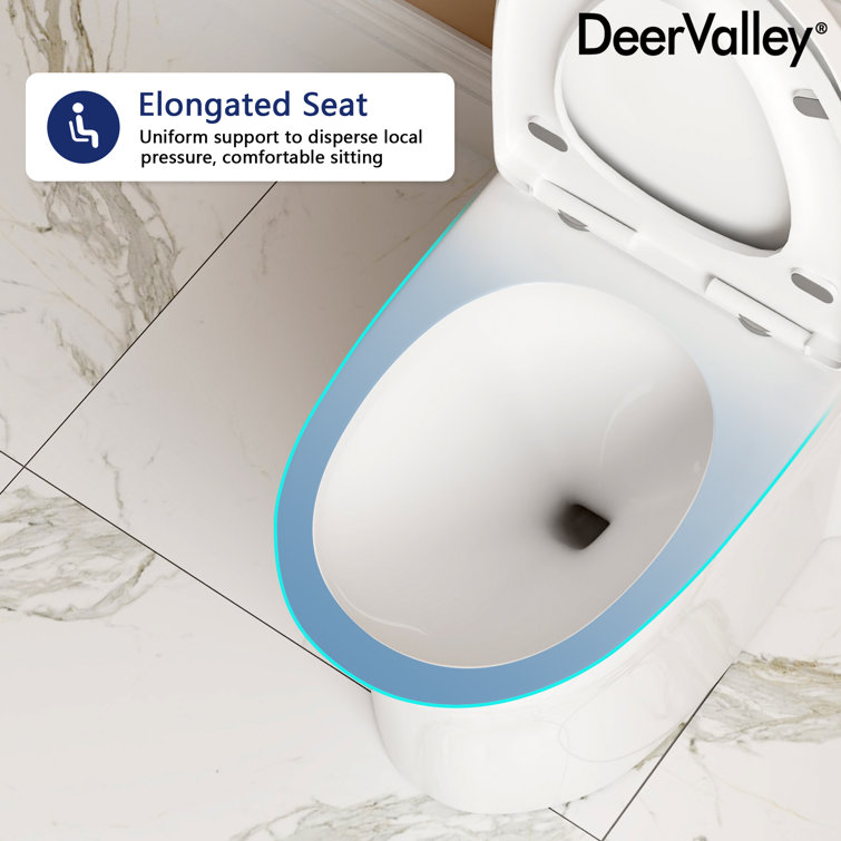 White Ceramic Dual-Flush Elongated One-Piece Toilet with Soft-Close Seat
