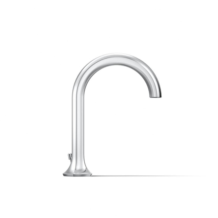 Midcentury Polished Chrome Cane Design Deck-Mount Bathroom Faucet