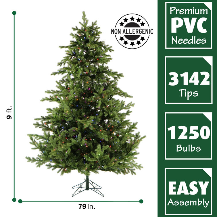 Fraser Hill Farm 9-Ft. Foxtail Pine Christmas Tree with Dual Multicolor & Warm White LED Lights
