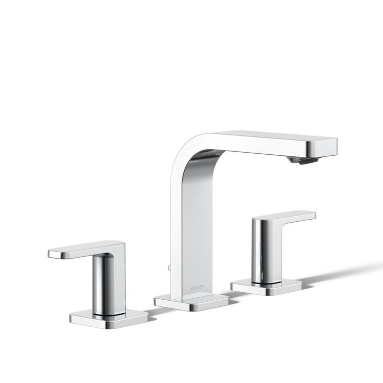 Polished Chrome Modern Widespread Bathroom Faucet with Lever Handles