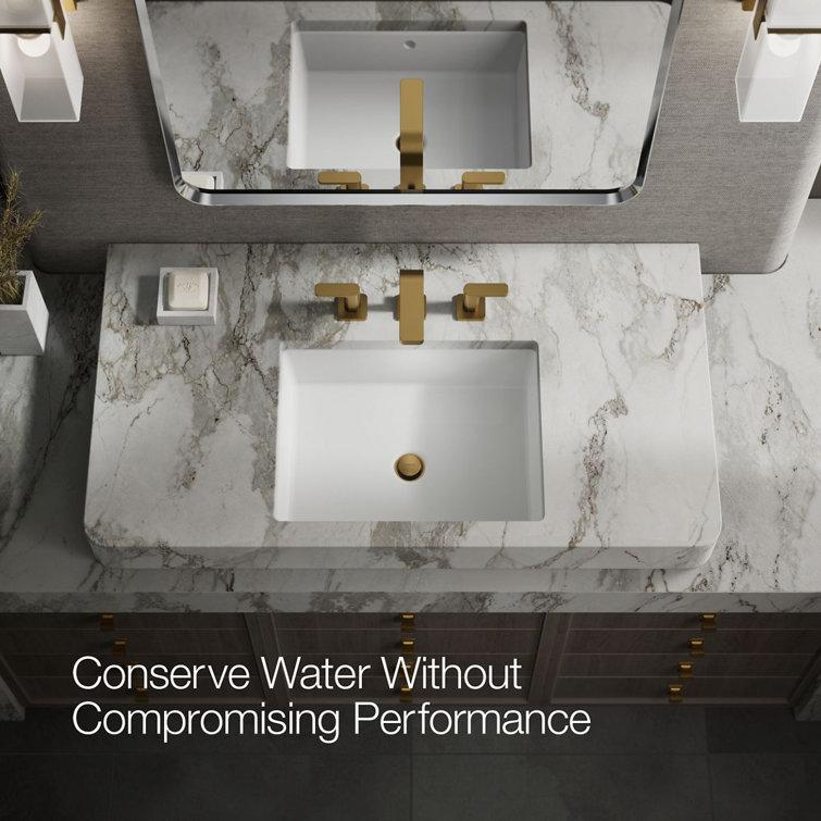 Vibrant Brushed Moderne Brass Widespread Bathroom Faucet