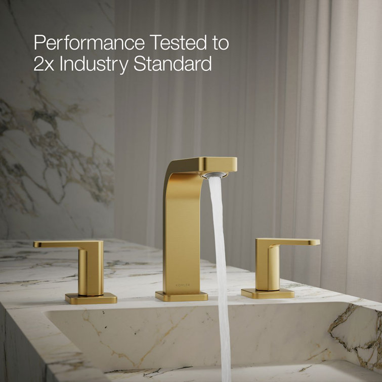 Vibrant Brushed Moderne Brass Widespread Bathroom Faucet