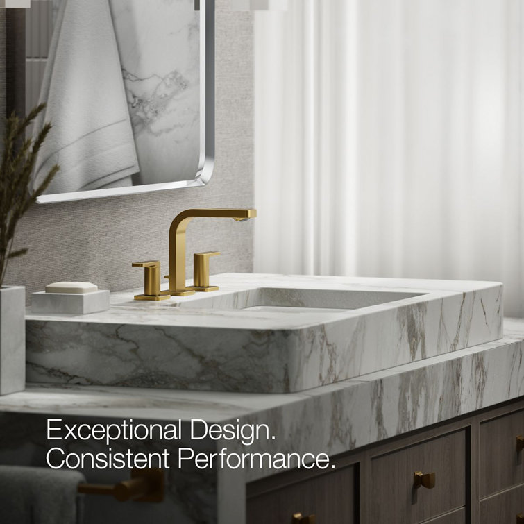 Vibrant Brushed Moderne Brass Widespread Bathroom Faucet