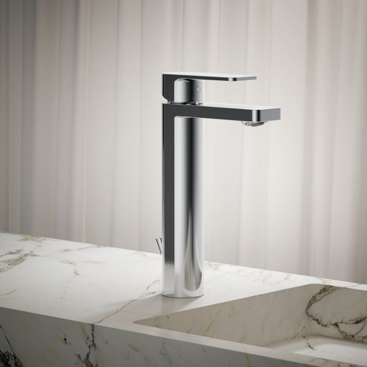 Parallel™ Polished Chrome Tall Single-Handle Bathroom Faucet with Drain