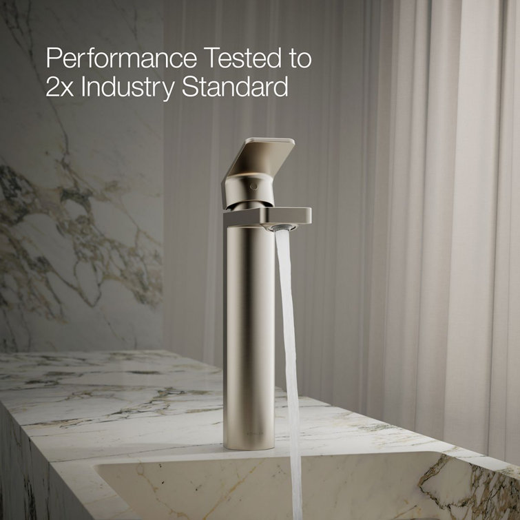 Vibrant Brushed Nickel Tall Single-Handle Bathroom Faucet