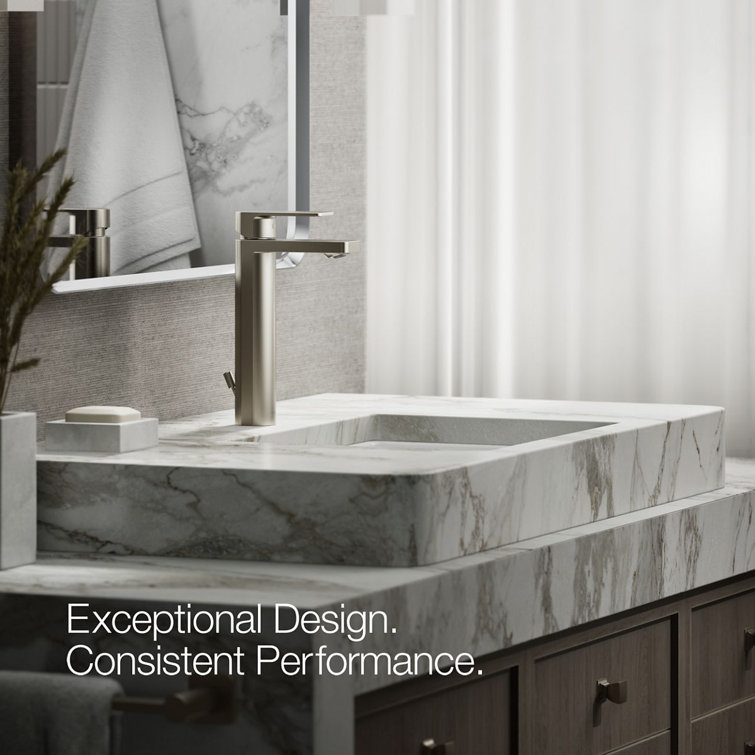 Vibrant Brushed Nickel Tall Single-Handle Bathroom Faucet