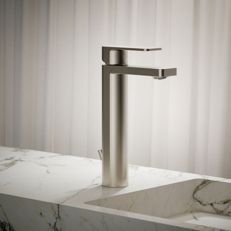 Vibrant Brushed Nickel Tall Single-Handle Bathroom Faucet