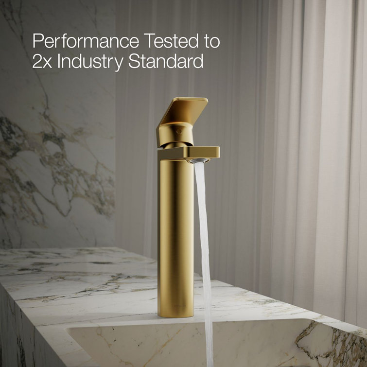 Vibrant Brushed Moderne Brass Tall Single-Handle Bathroom Faucet
