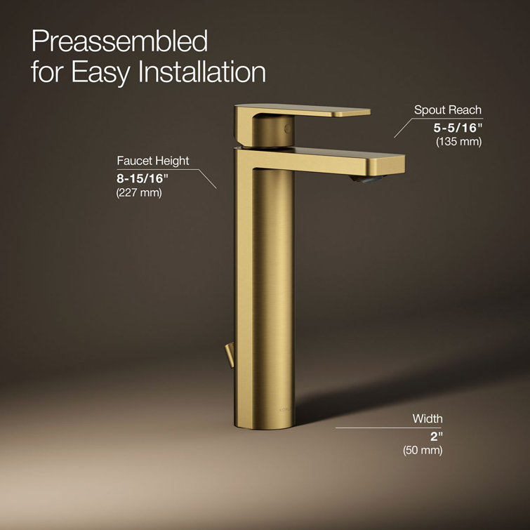 Vibrant Brushed Moderne Brass Tall Single-Handle Bathroom Faucet