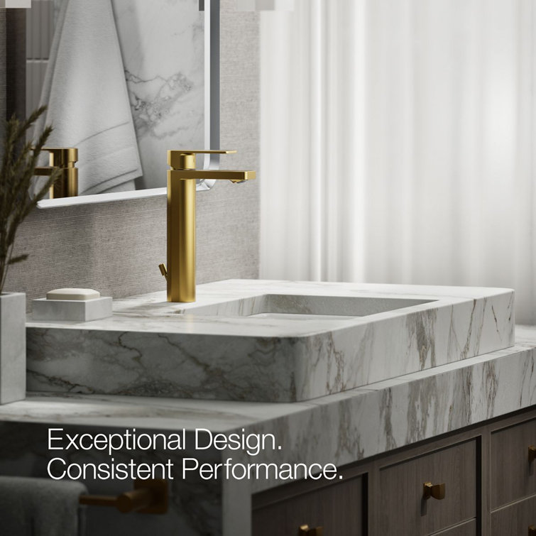 Vibrant Brushed Moderne Brass Tall Single-Handle Bathroom Faucet