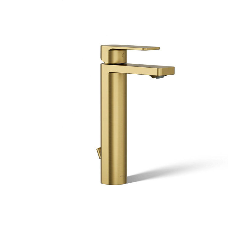 Vibrant Brushed Moderne Brass Tall Single-Handle Bathroom Faucet
