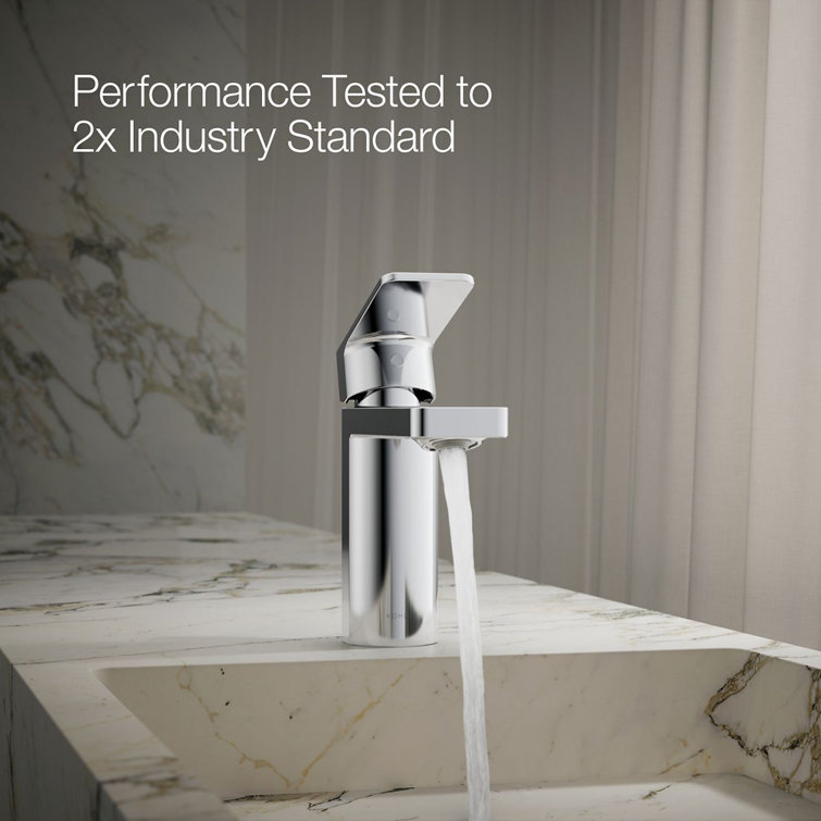 Parallel Polished Chrome Single-Handle Low-Arc Bathroom Faucet