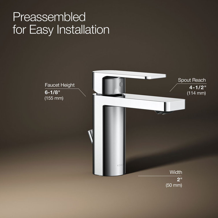 Parallel Polished Chrome Single-Handle Low-Arc Bathroom Faucet