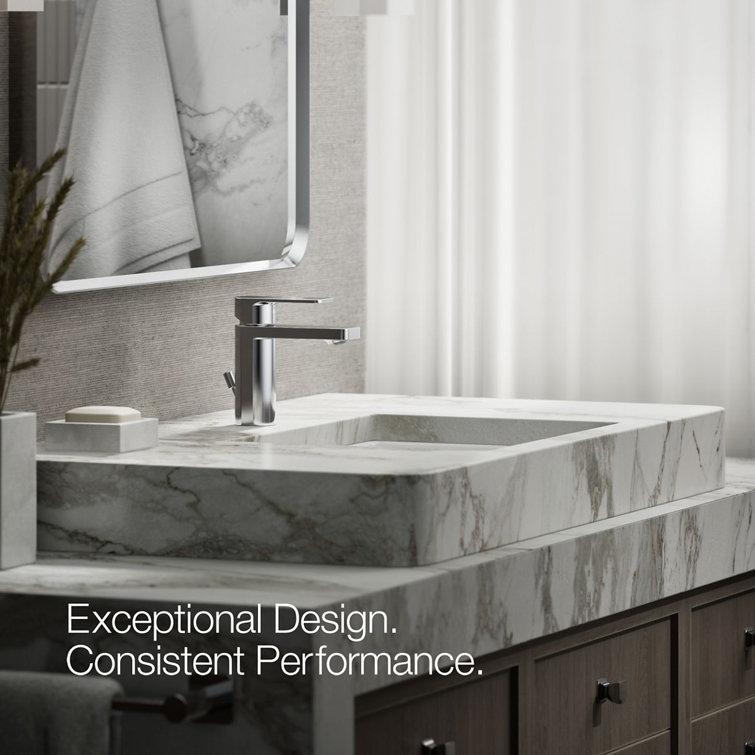 Parallel Polished Chrome Single-Handle Low-Arc Bathroom Faucet