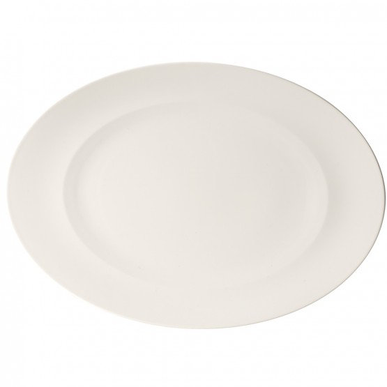 White Ceramic Oval Serving Platter Dish, 16-inch
