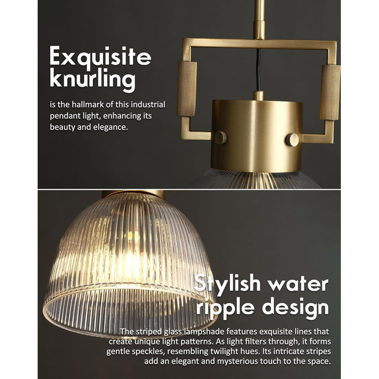Gold and Glass Dome Pendant Light with Adjustable Height
